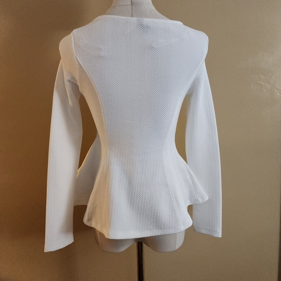 White L/S Peplum Top, Women's S - Picture 8 of 12
